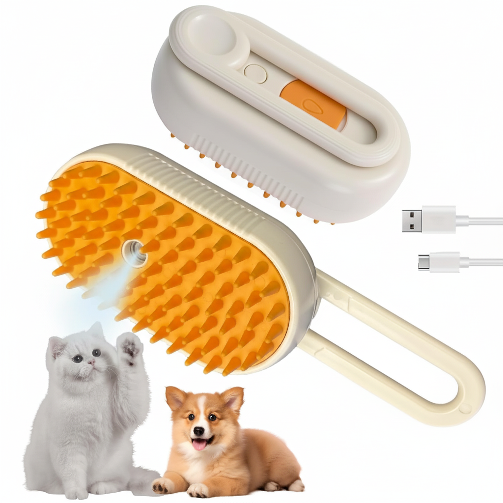 3-in-1 Electric Steam Pet Grooming Brush