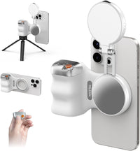 Magnetic mobile phone camera handle