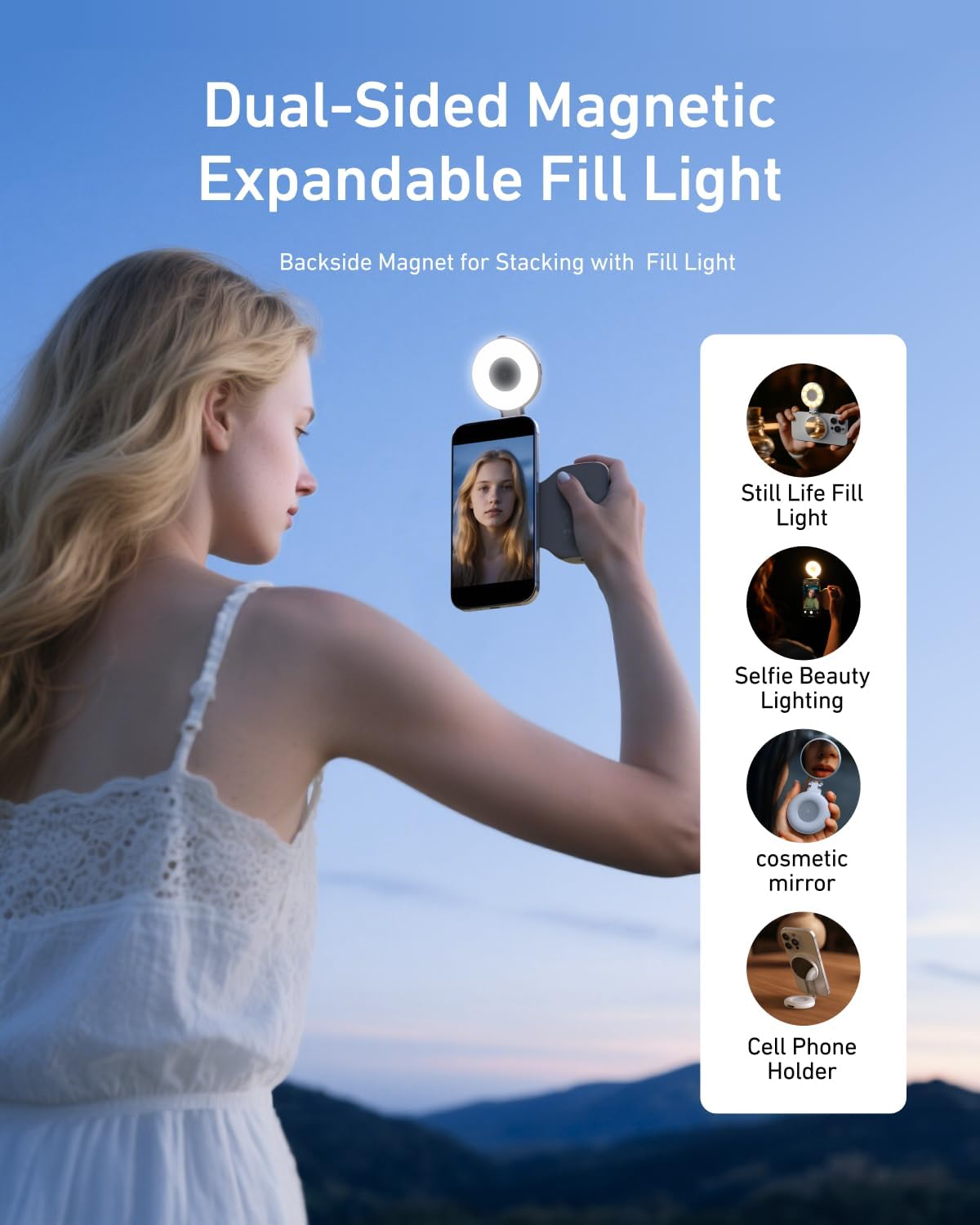 Magnetic mobile phone camera handle