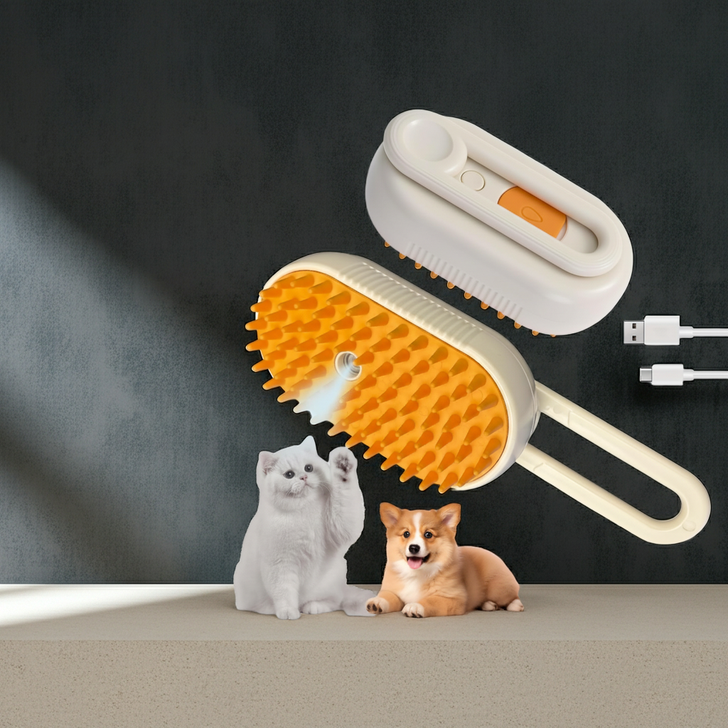 3-in-1 Electric Steam Pet Grooming Brush