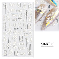 3D Hollow White Bridal Lace Butterfly Nail Stickers