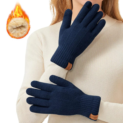 Winter Gloves for Men Women - Cold Weather Thermal Warm Knit Glove for Running Driving Hiking (navy one size)