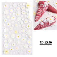 3D Hollow White Bridal Lace Butterfly Nail Stickers